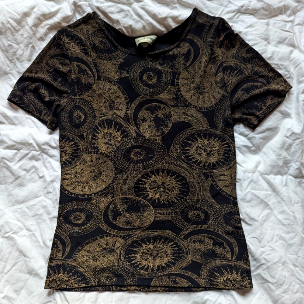 Vintage 90s Frazier Lawrence Shirt Sz M Celestial Astrology Sundial